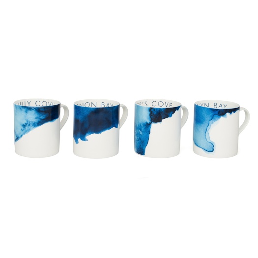 Coves Mug Set/4 - Harlyn Bay, Treyarnon Bay, Hawker's Cove, Porthilly Cove